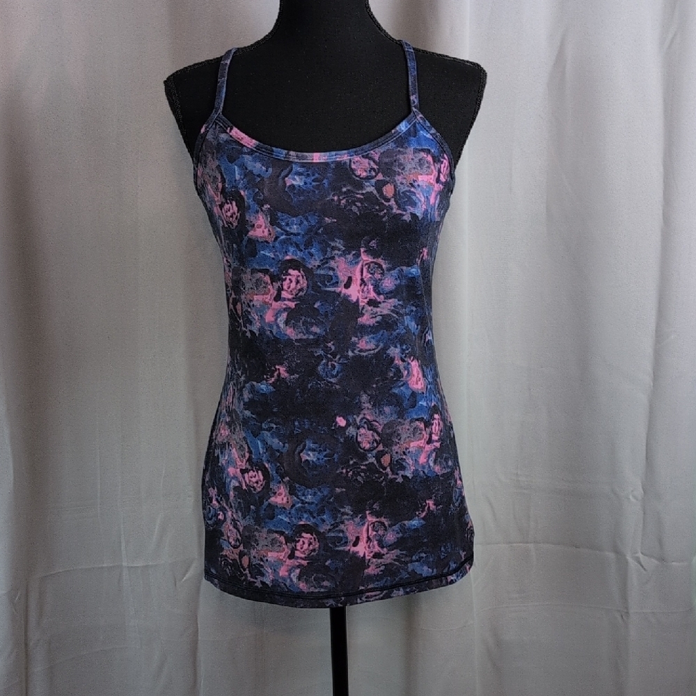 lululemon athletica Pink and Blue Marble Print Tank Top